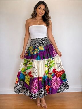 101 Ideas Convertible Boho Maxi Skirt / Strapless Dress Size S